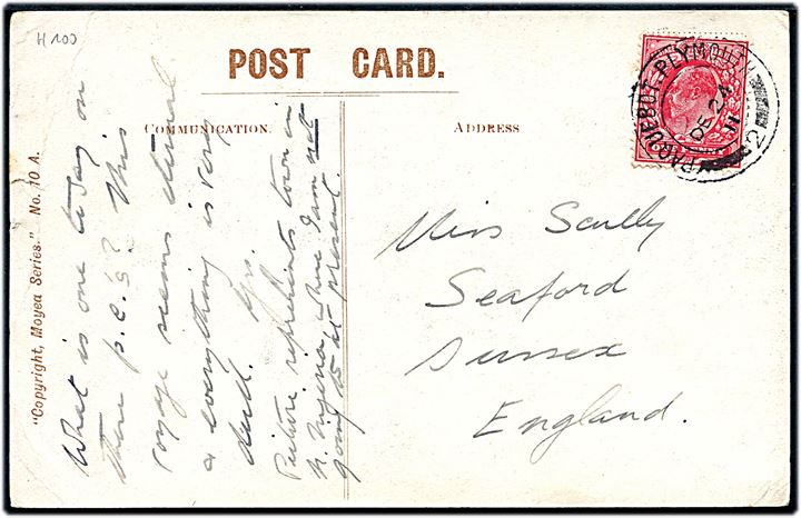 1d Edward VII på brevkort (Lokoja Market, Nigeria) annulleret med skibsstempel Paquebot Plymouth 2 d. 24.12.1911 til Seaford, England.