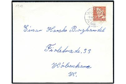 30 øre Fr. IX på brev annulleret med pr.-stempel Kollefjord pr. Thorshavn d. 9.10.1957 til København.