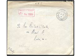 Ufrankeret britisk OAS feltpostbrev stemplet Field Post Office 304 (= Akureyri) d. 5.12.1940 til London, England. Rødt unit censur stempel: Passed by censor no. 1828.