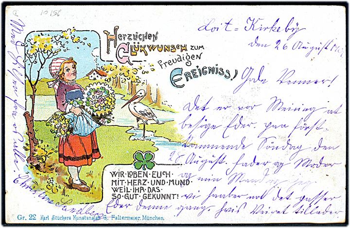 5 pfg. Germania på brevkort dateret Loit Kirkeby annulleret med bureaustempel Apenrade - Lügumkloster Bahnpost Zug 12 d. 27.8.1904 til Riis pr. Rødekro.