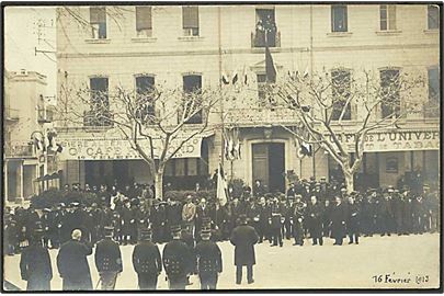 Militærparade i forcalquier i anledningen af Den fransk-preussiske krig i 1870, Frankrig. Fotokort u/no. 