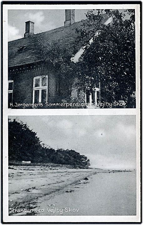 Stranden og H. Jørgensens Sommerpensionat, Veljby Skov. O. B. P. M. u/no.  