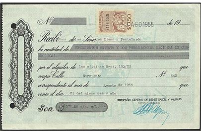 Dokument med 0,50 peso stempelmærke dateret 1.8.1955.