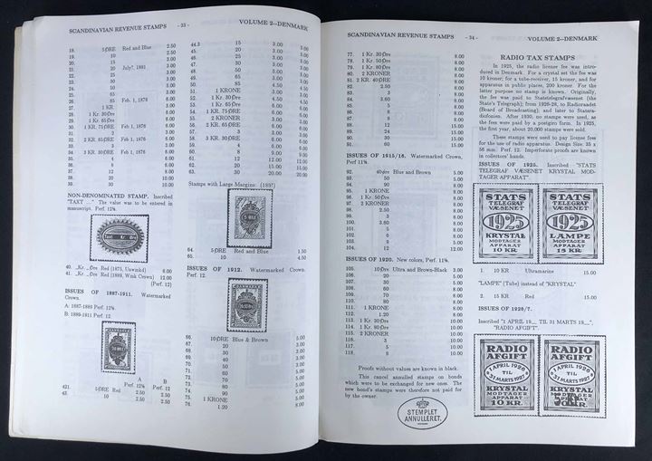 Scandinavian Revenue Stamps - Vol. II: Denmark af Peter Poulsen. Katalogisering af bl.a. danske stempel- og afgiftsmærker og stemplet papir. Illustreret 94 sider.