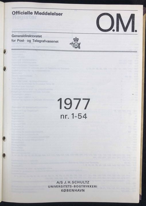Officielle Meddelelser fra Generaldirektoratet for Post- og Telegrafvæsenet. 1977. Indbundet årgang 288 sider.