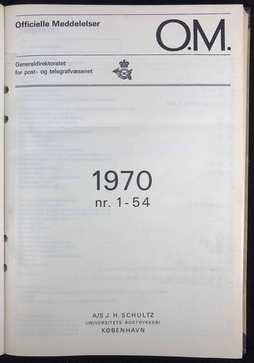 Officielle Meddelelser fra Generaldirektoratet for Post- og Telegrafvæsenet. 1970. Indbundet årgang 254 sider.