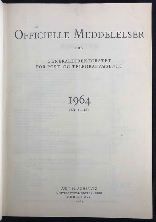 Officielle Meddelelser fra Generaldirektoratet for Post- og Telegrafvæsenet. 1964. Indbundet årgang 294 sider.