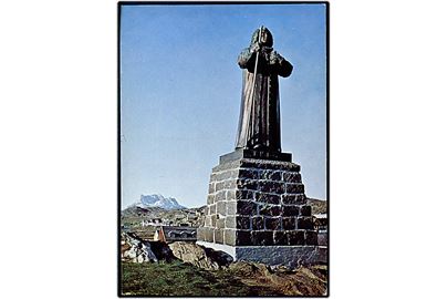 Grønland. Godthåb. Statue af Hans Egede, Grønlands Apostel. KGH no. 35. Uden tiltryk.  