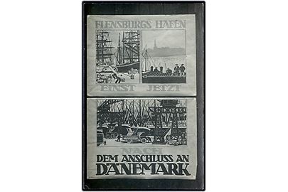 Genforeningen. Fotografi af agitationsplakater: Flensborg havn nu og efter forening med Danmark. Fotokort u/no.