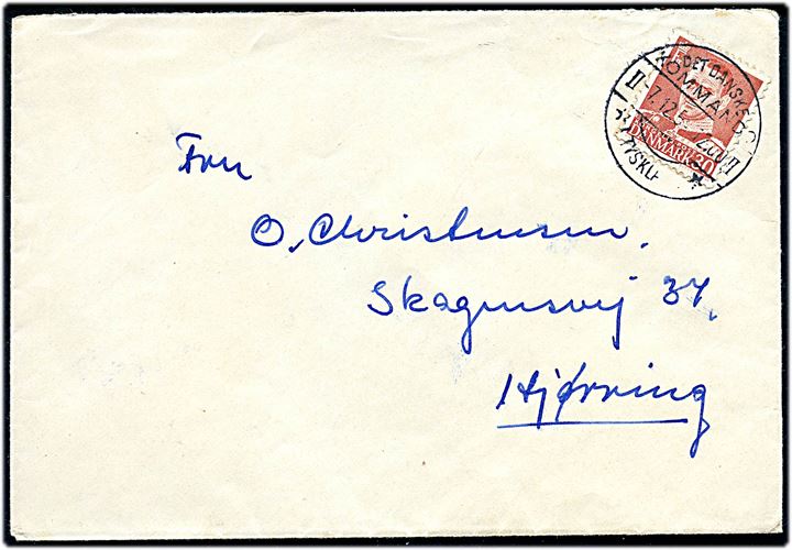 30 øre Fr. IX på brev annulleret Det danske Kommando / II - II / * i Tyskland * d. 7.12.1954 til Hjørring.