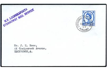 4d Elizabeth på filatelistisk brev annulleret Stornoway, Isle of Lewis Paquebot d. 18.9.1967 til Edinburgh. Privat skibsstempel: M.V. Lochseaforth / Stornoway Mail Service.