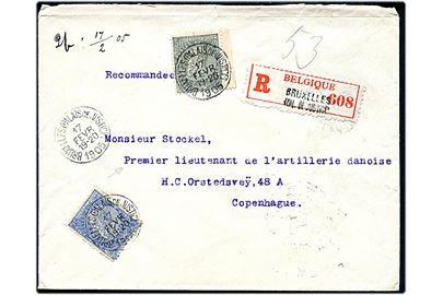 25 c. og 50 c. Leopold på anbefalet brev stemplet Bruxelles (Palais de Justice) d. 17.2.1905 til dansk premier Lieutnant Stockel i København, Danmark. Johan Stöckel (1867-1959) var i årene 1892-94 officer i Congostatens tjeneste, hvor han blev såret. Senere i 1903–04 var han engageret af det belgiske finansdepartement som opdagelsesrejsende og gennemvandrede bl.a. Centralafrika. 