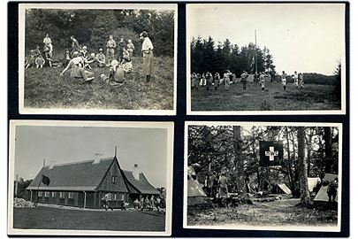 Spejder. 4 fotografier af forskelligt spejderliv fra 1920'erne. 