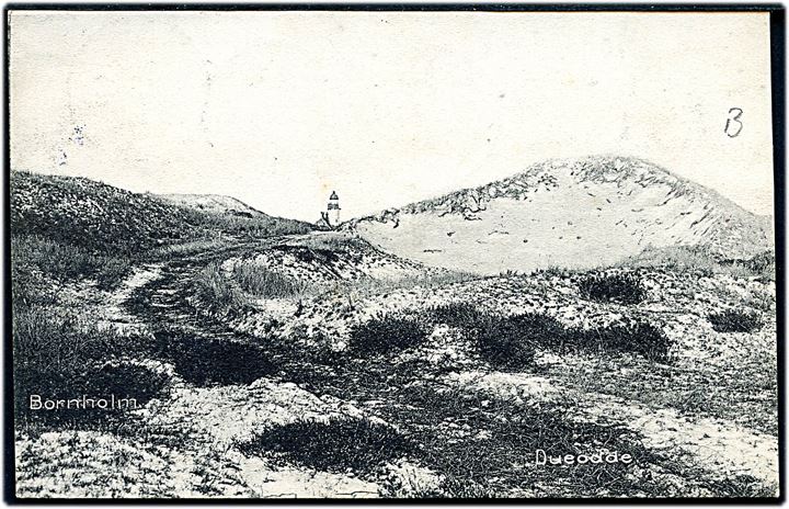 1 øre Bølgelinie (5) på brevkort (Dueodde fyrtårn) fra Rønne d. 6.9.1906 til København.