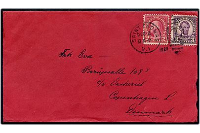 2 cents Washington og 3 cents Lincoln på brev stemplet Saint Thomas V.I. d. 2.12.193? til København, Danmark.