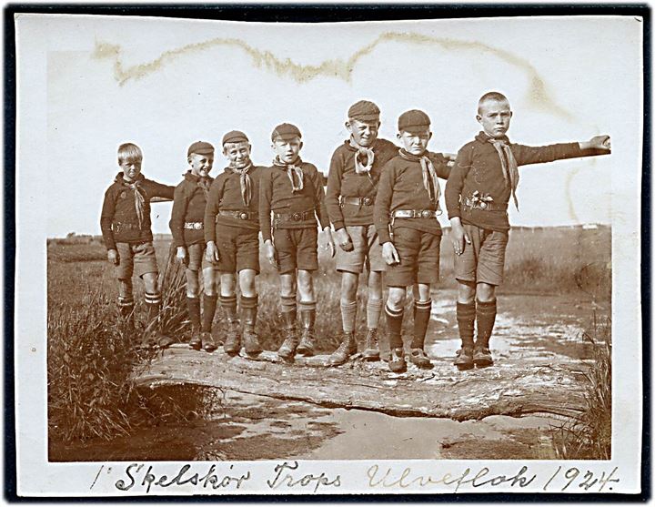 Spejder. Skælskør Trops Ulveflok 1924. Foto 10½x8 cm.