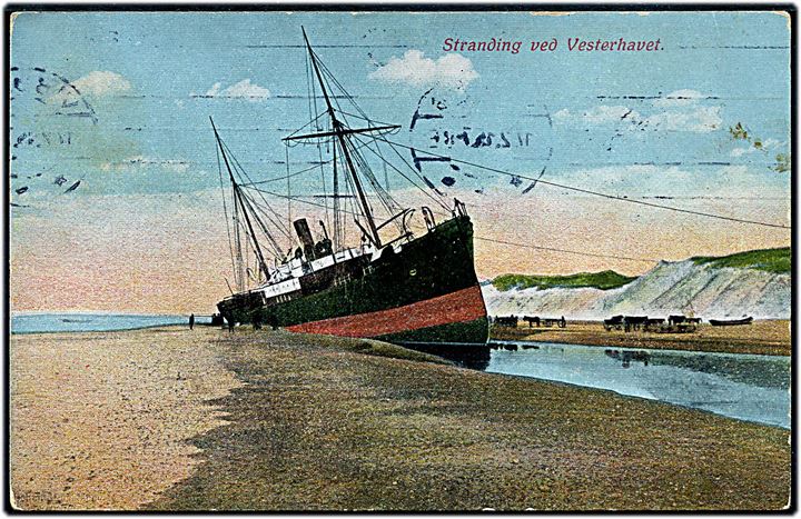 Etna, S/S, DFDS strandet ved Vedersø Klit, Husby Strand 1891. C. F. no. 607.