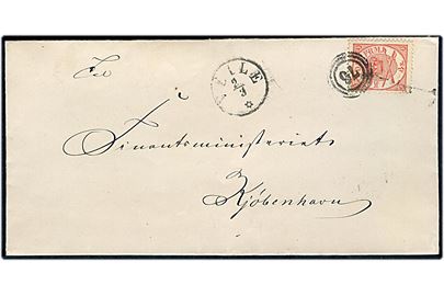 4 sk. Krone/Scepter på brev annulleret med nr.stempel 76 og sidestemplet antiqua Veile d. 2.3.18xx til Kjøbenhavn.