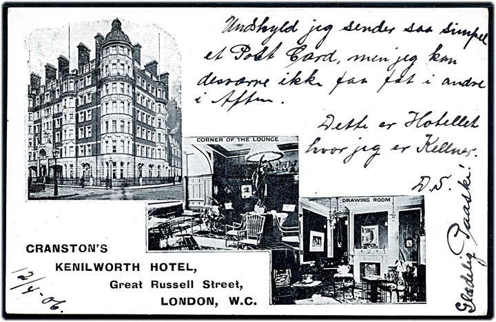 London, Cranston's Kenilworth Hotel. 