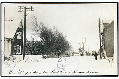 Otterup, parti fra snestormen i februar 1926. Fotokort u/no.