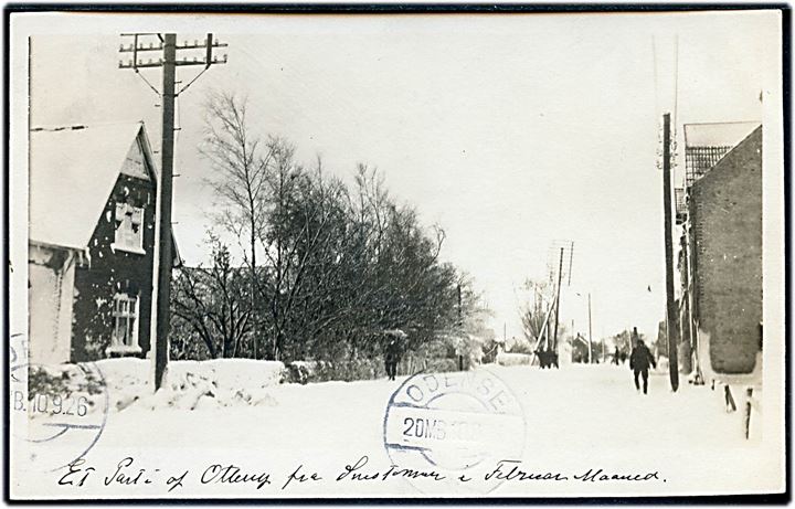 Otterup, parti fra snestormen i februar 1926. Fotokort u/no.