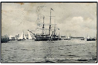 Købh., Danmarks Expeditionens hjemkomst d. 23.8.1908. N. K. u/no.