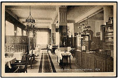 Vejle, Hotel Royal, interiør fra restaurationen. Stenders no. 42272.