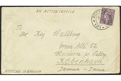 Engelsk 3d George VI på feltpostbrev stemplet Poczta Polowa 121 d. 10.6.1946 til København, Danmark. Fra polsk soldat i Italien.