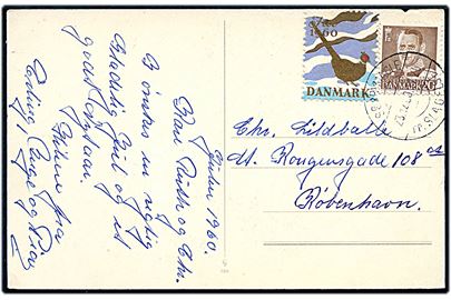 20 øre Fr. IX og Julemærke 1960 på julekort annulleret med pr.-stempel Sørbymagle pr. Slagelse d. 23.12.1960 til København.