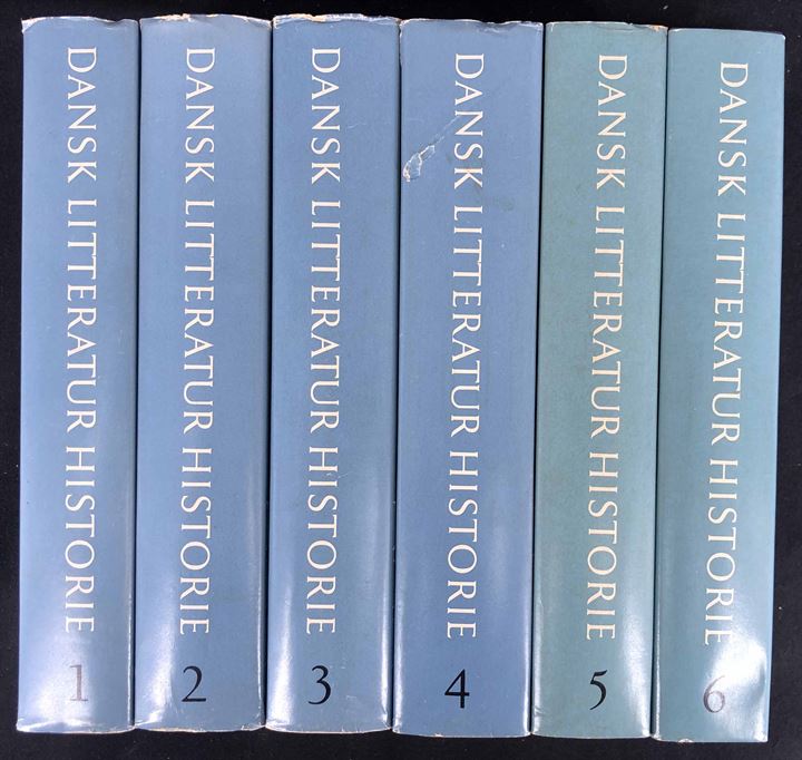 Dansk Litteraturhistorie, P. H. Taustedt (red.) i 6 bind. Illustreret med intakt smudsbind.