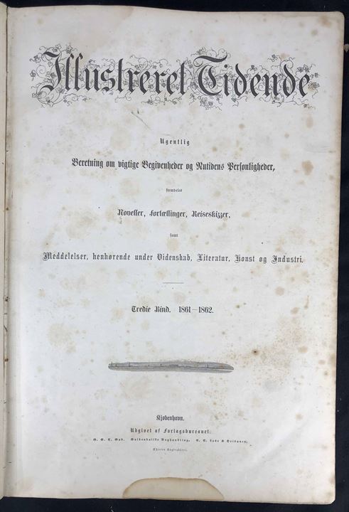 Illustreret Tidende. Indbundet bind 3 med nr. 106-157 fra perioden 6.10.1861-28.9.1862. Intakt indbinding.