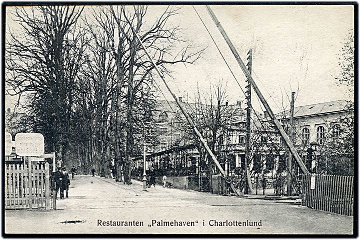 Charlottenlund, Restauranten Palmehaven og jernbaneoverskæring. Sk. B. & Kf. no. 4009.
