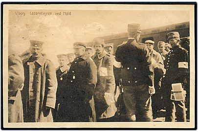 Viborg, Østrig-ungarske krigsfanger ankommer til Lazaretlejren ved Hald 1917. Stenders u/no. Frankeret med 5 øre Chr. X annulleret med bureaustempel Skive - Nykjøbing T.1170 d. 2.5.1918.