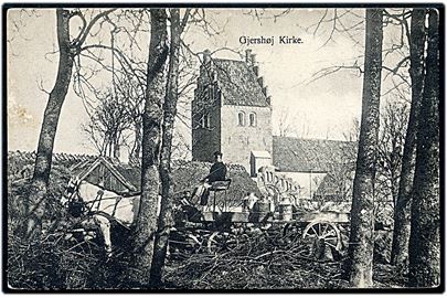 Gershøj, kirke med hestevogn. Erh. Flensborg no. 340.