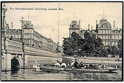 Købh., Sortedamssøen med Dronning Louises Bro og dampbåd. E. H. Lorenzen & Co. no. 2