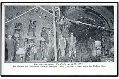USA. Hudson & Manhattan Railway Company Tunnel under bygning under Hudson floden. 