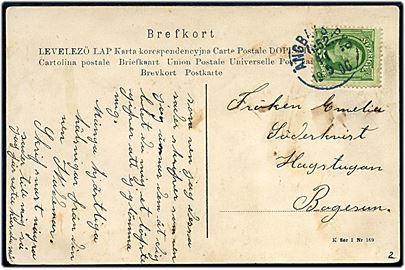 5 öre Oscar II på brevkort annulleret med skibsstempel Ångbåts PXP. No. 52 d. 11.5.1906 til Bagesun. Stemplet benyttet på ruten Stockholm - Vaxholmområdet.