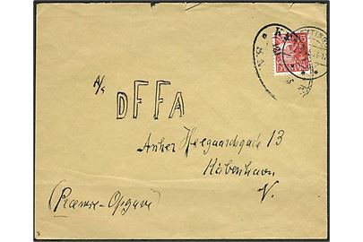 15 øre Karavel på brev annulleret med privat jernbanestempel Kettinge S.N.... og brotype IIc Kettinge d. 12.2.1935 til København.