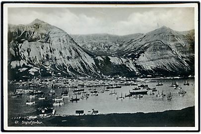 Island. Siglufjörður. Helgi Ärnason no. 67. Frankeret med 5 aur Gullfoss (3).