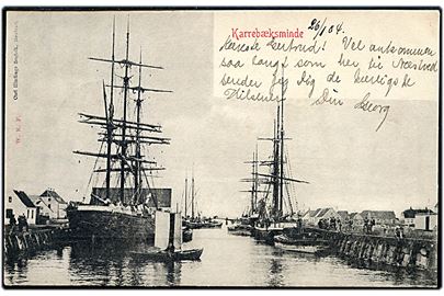 Karrebæksminde, havn med sejlskibe. Warburg u/no.