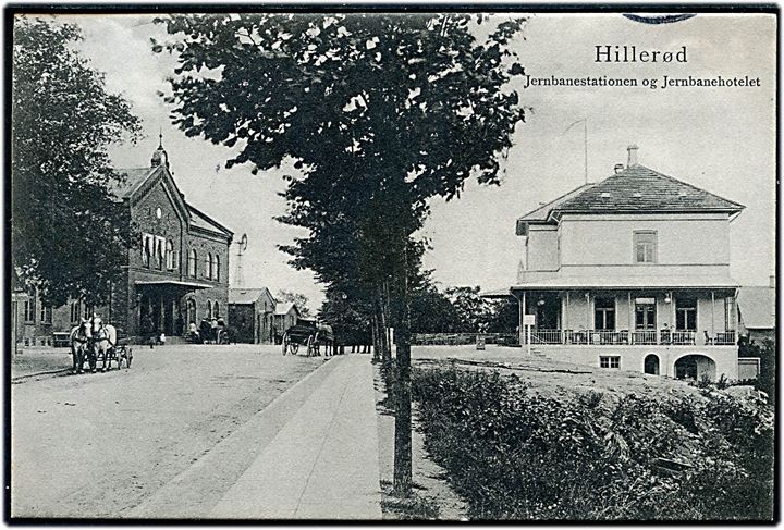 Hillerød, Jernbanestationen og Jernbanehotellet. P. Alstrup no. 1909.