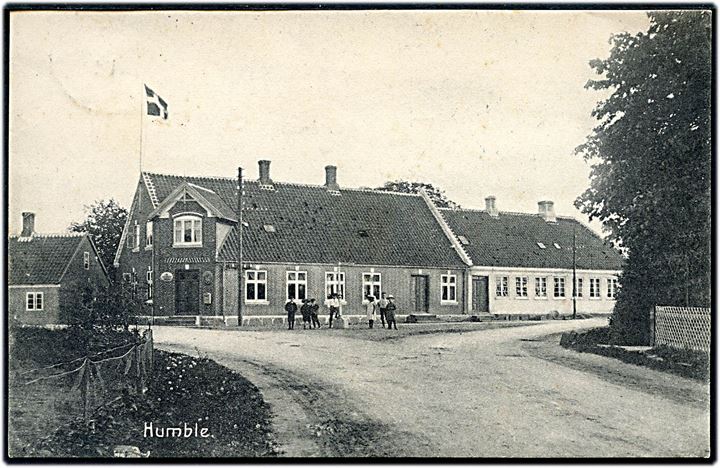 Humble, Posthus og telegrafstation. C. Jessen-Tusch u/no. Frankeret med 5 øre Fr. VIII annulleret lapidar Humble d. 10.12.1907.
