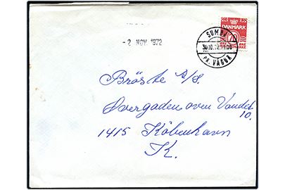 70 øre Bølgelinie på brev annulleret med pr.-stempel Sumba pr. Vágur d. 30.10.1972 til København.