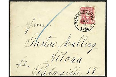 10 pfg. Adler på brev fra Schwerin (Mecklbg). d. 14.8.1884 til Altona.