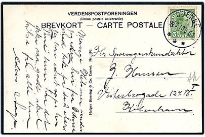 5 øre SF soldaterfrimærke på brevkort fra Odense d. 6.9.1918 til København.