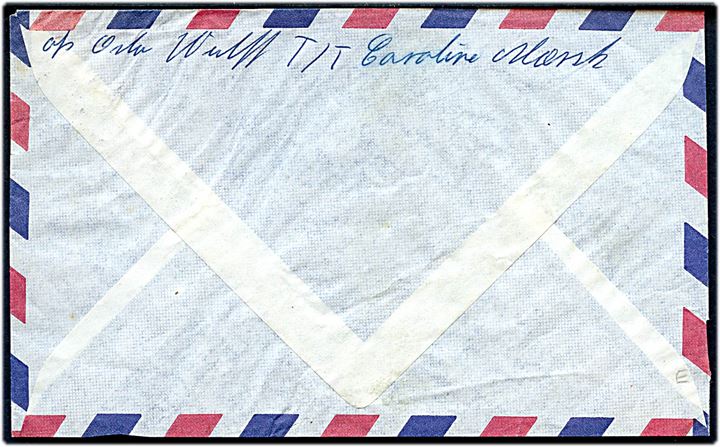 45 fills single på luftpostbrev fra Kuwait d. 6.1.1962 til Vejle, Danmark. Fra sømand ombord på A.P.Møller tankskibet Caroline Mærsk.
