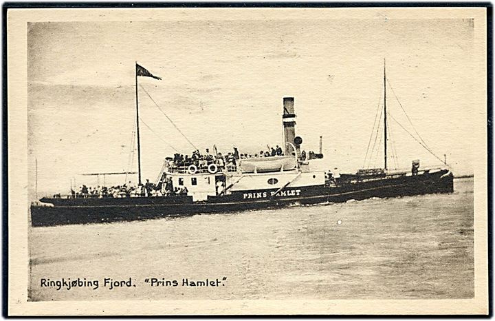 Prins Hamlet, S/S, Rutefart Ringkøbing - Hvide Sande på Ringkøbing fjord (1910-24). Stenders no. 28127.