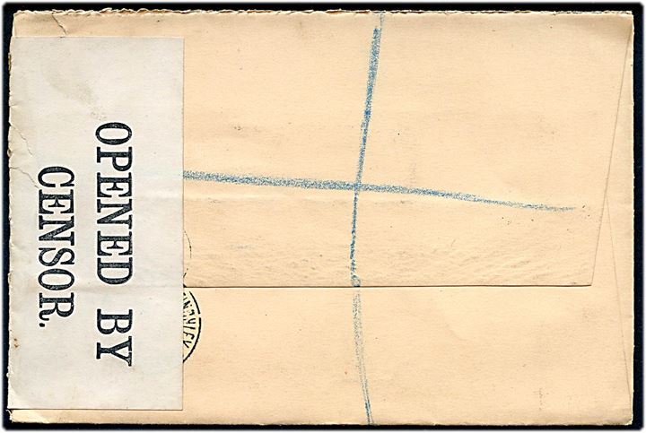 ½d og 1d (4) George V på anbefalet brev fra Finchley d. 3.7.1917 til København, Danmark. Åbnet af britisk censur no. 1143
