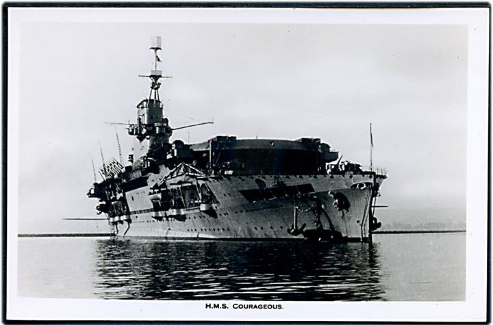 HMS Courageous, Royal Navy hangarskib, sænket af tysk ubåd U29 d. 17.9.1939.