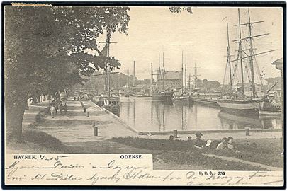 Odense, havnen med sejlskibe. H.H.O. no. 255